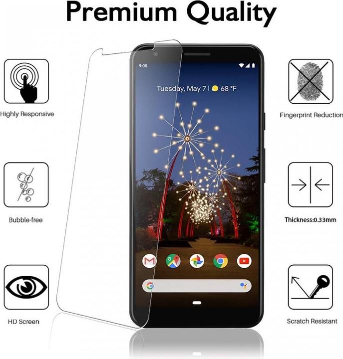 Produktbild Screenguard Google Pixel 3a Panzerglas Schutzfolie Case Friendly Design (1 Stück, Google Pixel 3a)