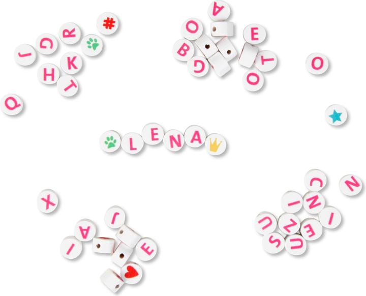 Produktbild Lena Holz-Buchstabenperlen, weiss/rosa, 300-tlg., Beutel