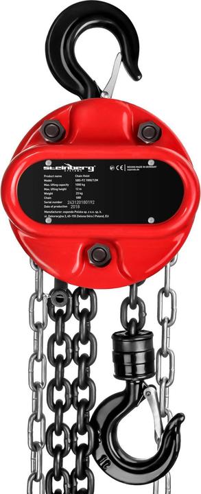 Actual product image Steinberg Kettenzug Flaschenzug Kettenflaschenzug Hebezug Handkettenzug 1 T Kette 12 m