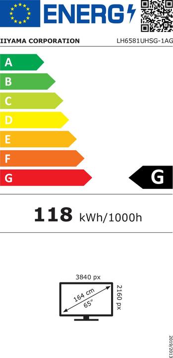 Energie-Label iiyama LFD ProLite LH6581UHSG-1AG (3840 x 2160 Pixel, 64.50")