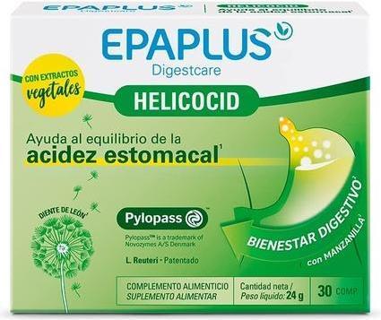 Epaplus Digestcare Helicocid Hat 30 Tablets Helps Balance Heartburn and Digestive Well-being with Ch