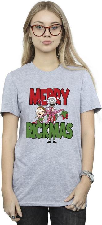 Actual product image Rick And Morty Womens/Ladies Merry Rickmas Cotton Boyfriend T-Shirt (XXL)