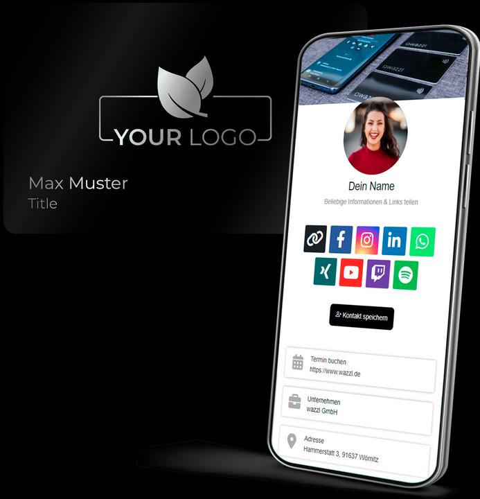 Produktbild wazzl personalisierbare Metallkarte anthrazit (Laser) - Digitale Visitenkarte NFC