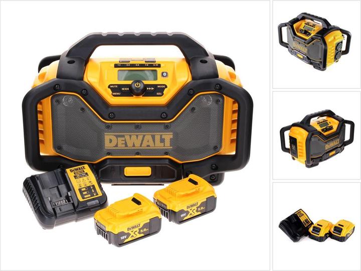 Image du produit DeWalt DCR 027 P1 Radio sans fil DAB+ 10,8-18,0 V + 2x batterie 5,0 Ah + chargeur (DAB+ DAB, FM, Bluetooth)