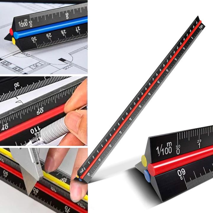 Image du produit Stahlwerk Kit de règles avec règle de mesure multi-angles, règle triangulaire, triangle d'angle (300 mm)