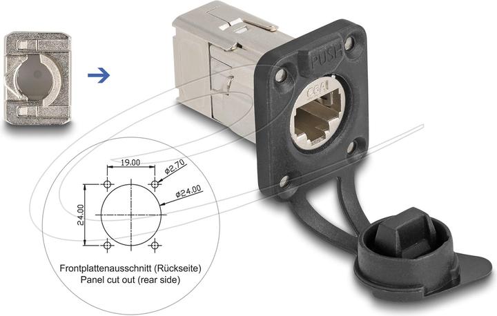 Image du produit Delock Prise RJ45 encastrée de type D avec connecteur LSA Cat.6A STP
