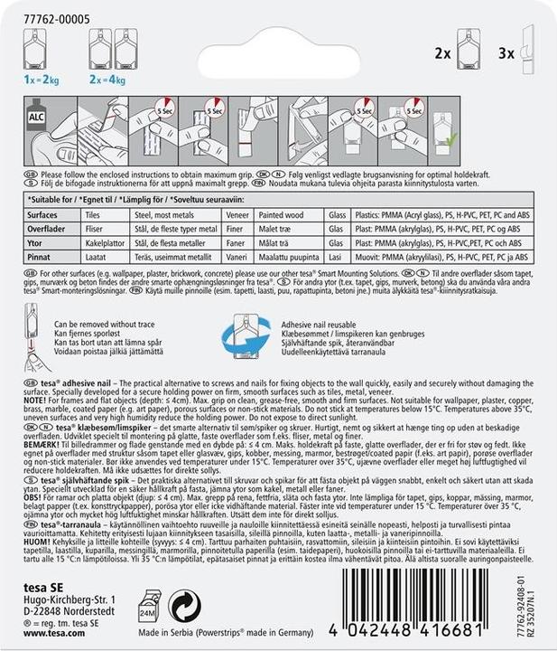 Actual product image tesa Adhesive nails for tiles and metal 2kg 2pcs/pack - (2 pcs.)