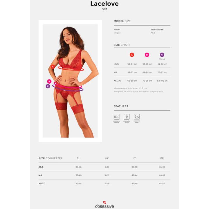 Actual product image Obsessive Lacelove Three Piece Set Red Xl/Xxl (L, XL)