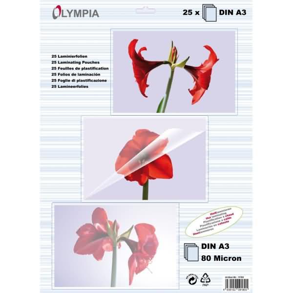Actual product image Olympia 1x25 laminating foils DIN A3 80 micron (A3, 25 Piece, 80 µm)