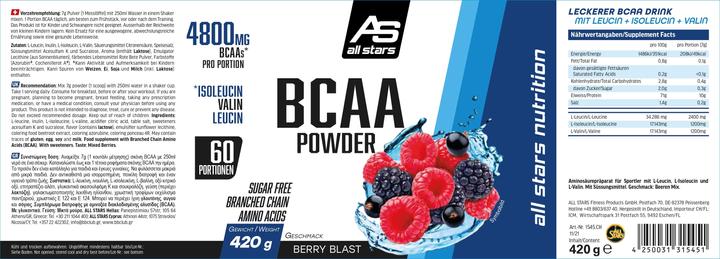 Nährwerte und Zutaten All Stars BCAA Powder (Beere, 1 Stk., 420 g)