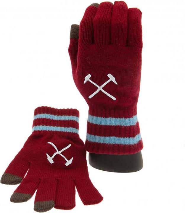 Actual product image West Ham United FC Crest Touchscreen Gloves Jersey Fabric (One size)