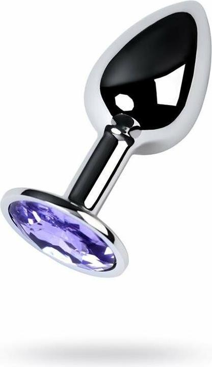 Actual product image Toyfa Silver butt plug with gemstone, blue