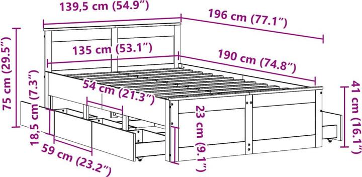 Produktbild VidaXL Bett ohne Matratze mit Kopfteil (200 x 200 cm)