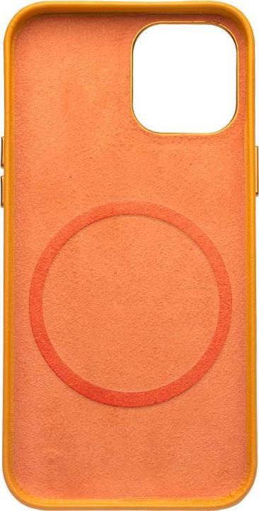 Actual product image QiAlino Coque cuir véritable (compatible MagSafe) Orange (Apple iPhone 12)