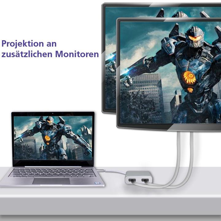 Produktbild Helos Display-Splitter - USB-C (M) zu DisplayPort (W) (USB Typ-C, 10 cm)