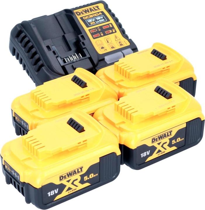 Actual product image DeWalt DCB 1104 P4 Battery Starter Set 12 V / 18 V 4x Battery 5.0 Ah + DCB 1104 Charger (18 V)