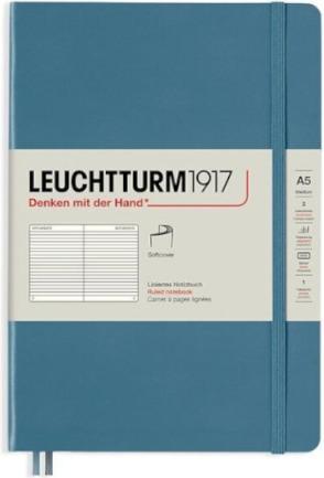 Leuchtturm1917 Stone Blue, Softcover, Medium (A5), 123 S., liniert (A5, Liniert, Harter Einband)