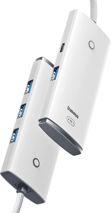 Actual product image Baseus Lite Series 4-Port Type-C HUB Adapter (Type-C to USB 3.0*4 ) 2m White (USB-C, 80 Ports)