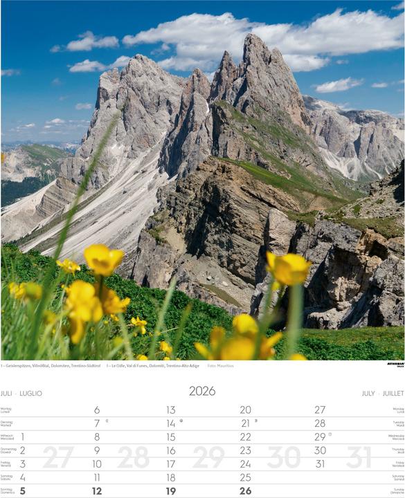 Actual product image Alpen Kalender 2026 (Hardcover, German, French, Italian, English)