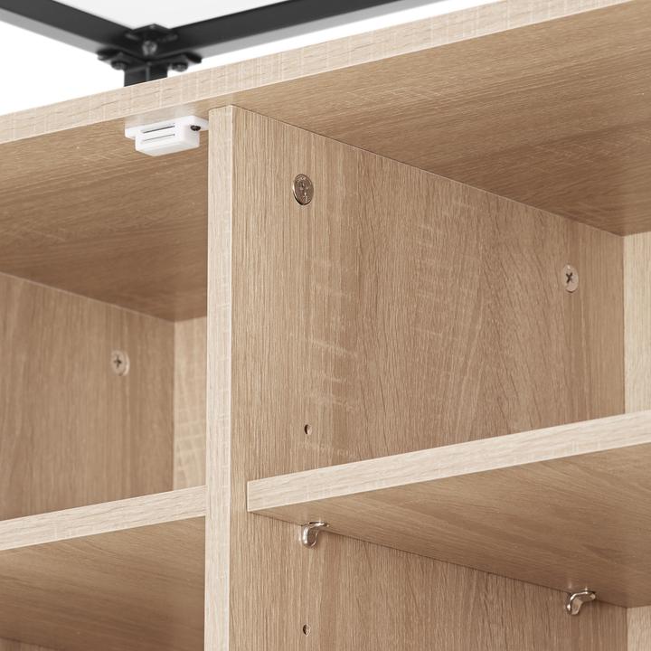 Actual product image tectake Cabinet Coventry | 70x38x80.5cm with display shelves, cupboard and glass top (70 x 38 x 80.5 cm)