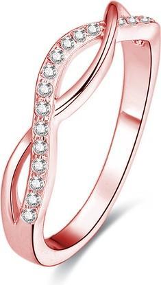 Beneto Pink gold plated silver ring with AGG191 crystals - Circuit: 56 mm (56)