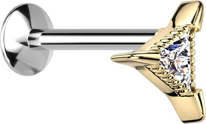 Immagine prodotto Star Piercing Micro Threadless UFO Labret argento triangolo placcato oro collo del piede argento (Acciaio chirurgico 316L, Ottone)