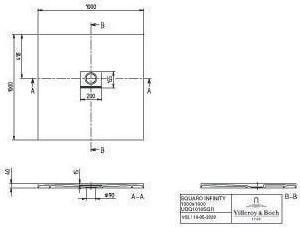Produktbild Villeroy & Boch V&B Duschwanne SQUARO INFINITY Quadrat 1000x1000x40mm grau