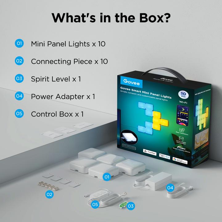 Actual product image Govee Mini light panels RGBIC segment colours