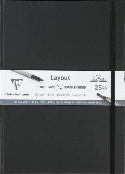 Actual product image Clairefontaine Doppelseitiges Layout-Skizzenbuch, 25 Blatt A4 220g - Schwarz (A4)