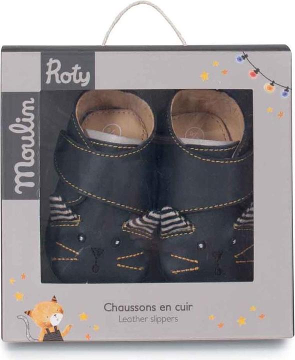 Immagine prodotto Moulin Roty Scarpette in pelle gatto nero 18/24 mesi, Les Moustaches (18, 19, 20, 21, 22, 23, 24)