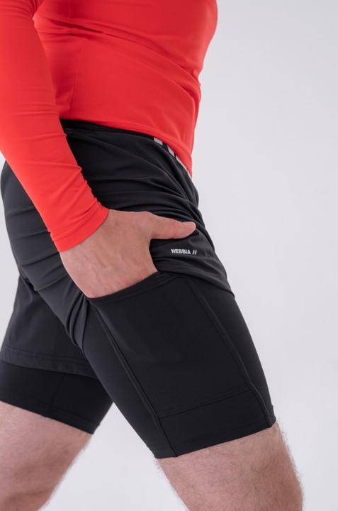 Actual product image Nebbia Double-Layer Shorts with Smart Pockets 318 black (XXL)