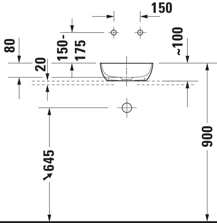 Actual product image Duravit Sivida countertop washbasin, round, 300x300mm, without tap hole, without overflow (300 mm, 300 mm)