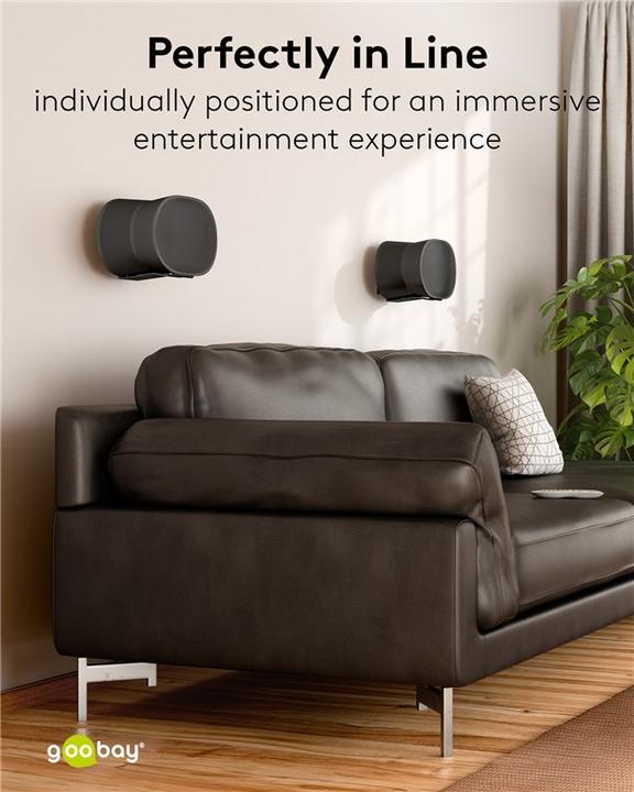 Actual product image Goobay Modern Era 3 Flex speaker wall mount, black (Set, Wall installation, Pivoting, Tiltable)