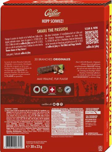 Produktbild Cailler Branches Milchschokoladenriegel L'Originale S (690 g)