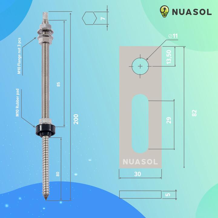 Produktbild Nuasol Stockschraube mit Adapterblech (Solaranlage Montagematerial)
