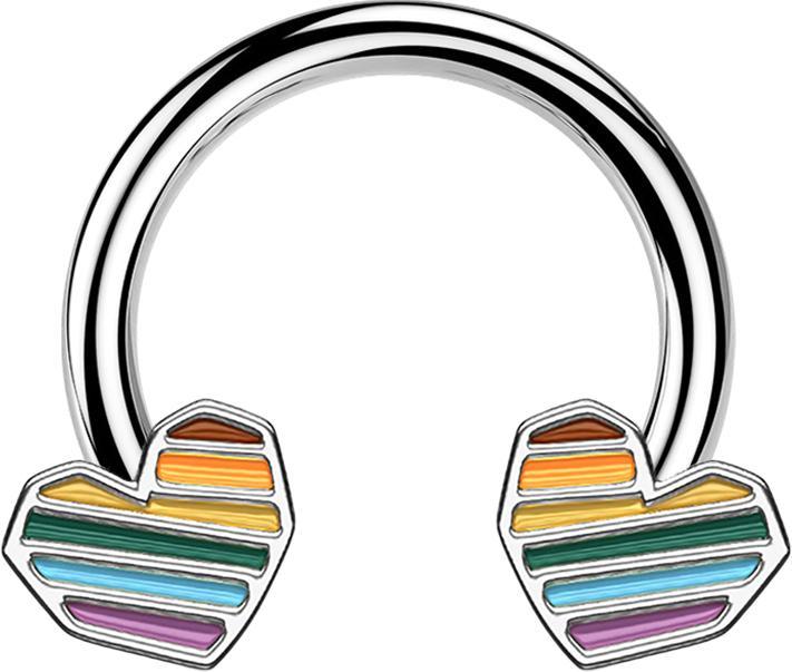 Immagine prodotto Star Piercing Micro Circular Barbell silber Regenbogen Herz (Ottone, Acciaio chirurgico 316L)