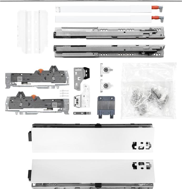 Produktbild Vasalat BLUM Schubladenschienen TANDEM-Höhe 83 m. Reling 195mm 30kg, NL350 weiss KB1400mm