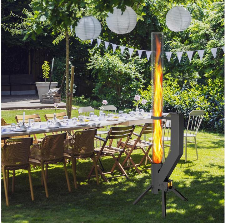 Produktbild Gardenflare Feuerrohr Premium – elegante Edelstahl Feuersäule und Pelletfackel - schwarz
