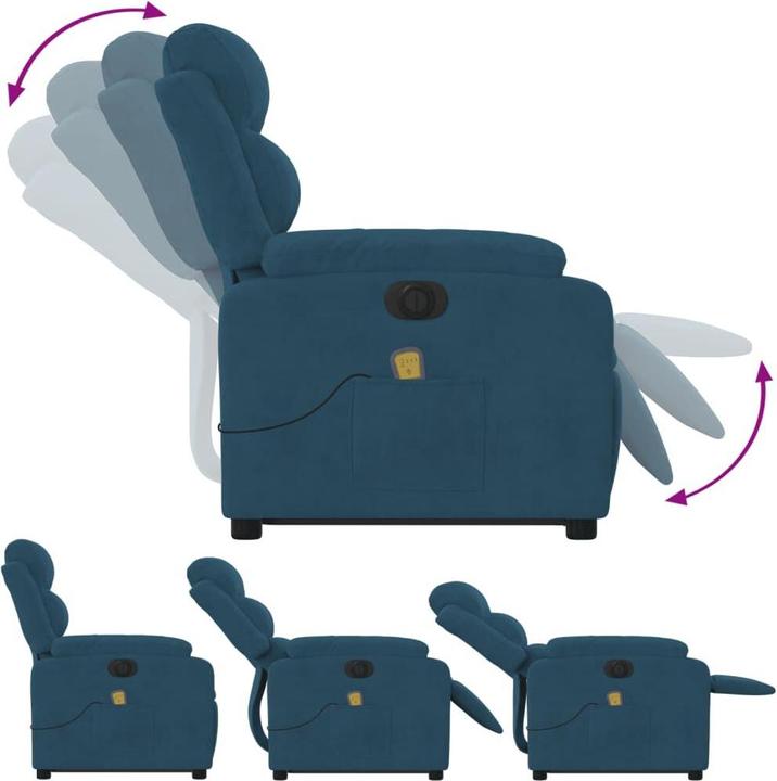 Image du produit VidaXL Fauteuil de massage releveur électrique Fauteuil de relaxation bleu velours