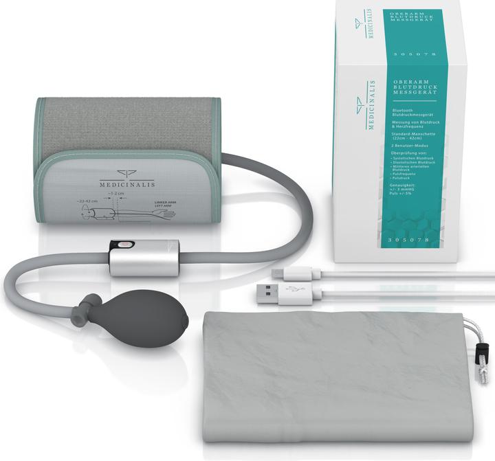 Produktbild Medicinalis Oberarm Blutdruckmessgerät, mit Bluetooth, für App, Blutdruck & Pulsmessung, klinisch validiert (Blutdruckmessgerät Oberarm)