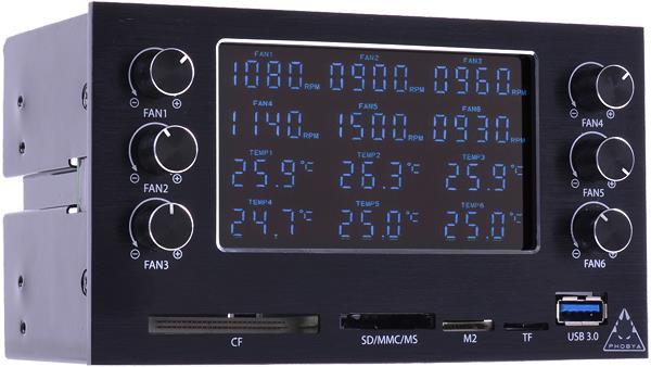 Produktbild Phobya MaxGuide 6 Dualbay Fan/Pump VFD-Controller (6 Lüfter)