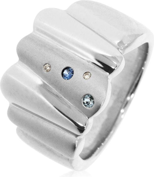 Xen Ring with 2 diamonds, sapphire and blue topaz