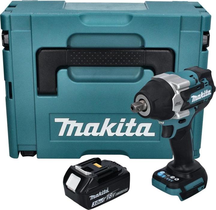 Produktbild Makita DTW 701 F1J Akku Schlagschrauber 18 V 700 Nm 1/2" XPT Brushless + 1x Akku 3,0 Ah + Makpac - (Akkubetrieb)