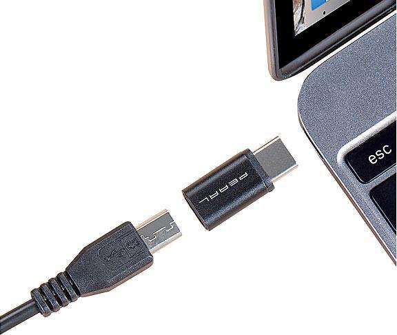 Actual product image Pearl USB adapter with Type-C plug to Micro USB socket (USB-A)
