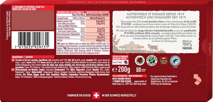 Produktbild Cailler Milch-Mandeln (200 g)