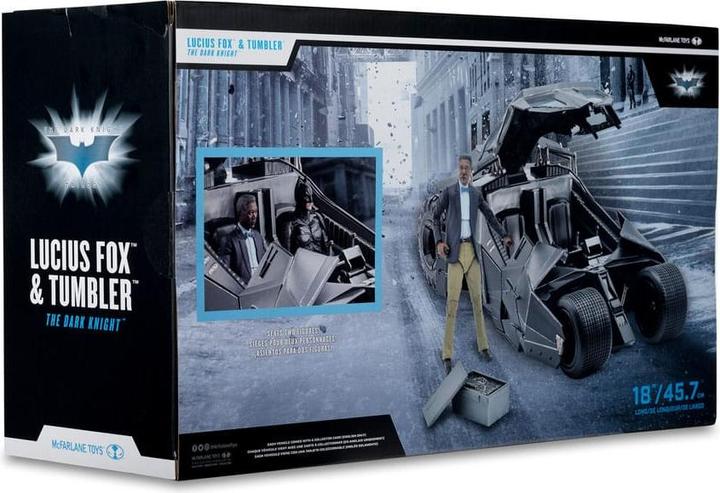 Actual product image McFarlane DC Multiverse Vehicle Tumbler with Lucuis Fox (The Dark Knight) (Gold Label)
