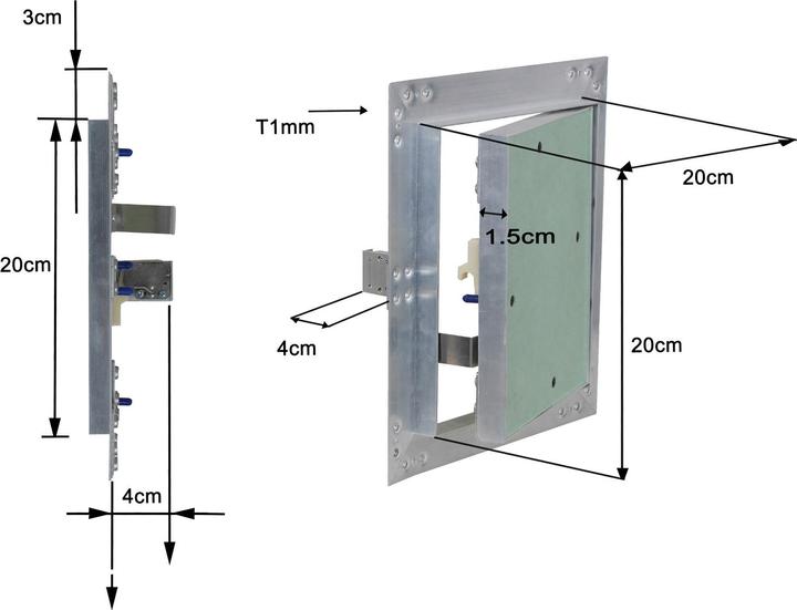 Produktbild Wiltec Revisionsklappe 20x20cm Revisionstür Alu Revisionsöffnung Wartungsklappe