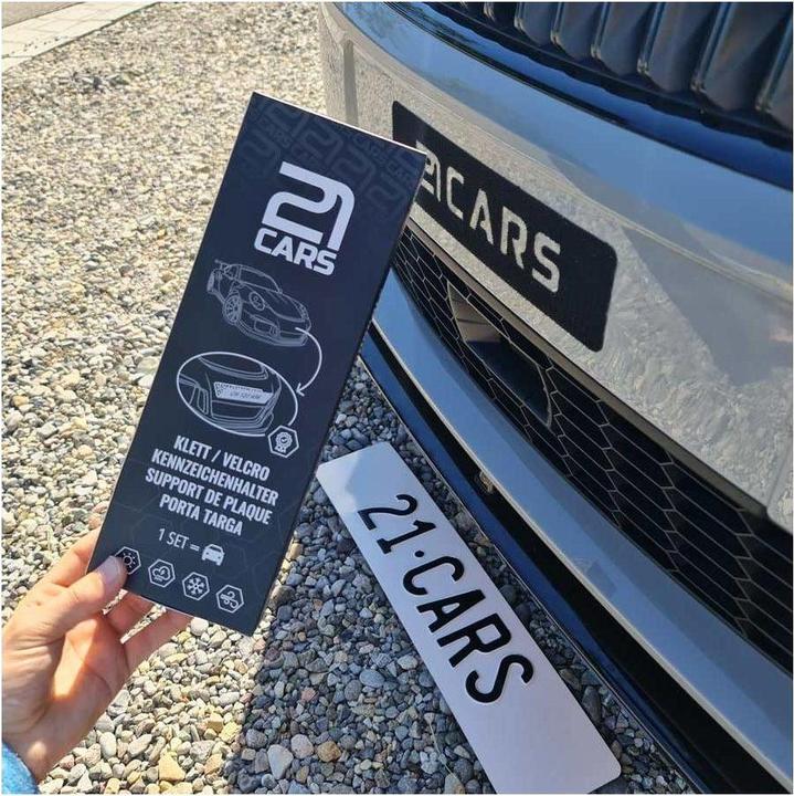 Produktbild 21cars Klett Wechselschild Nummernschild Kennzeichenhalter | Rahmenlos (Hochformat)