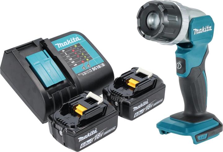 Produktbild Makita DML 808 SG Akku Handstrahler 14,4 / 18 V 190 lm LED + 2x Akku 6,0 Ah + Ladegerät (190 lm)