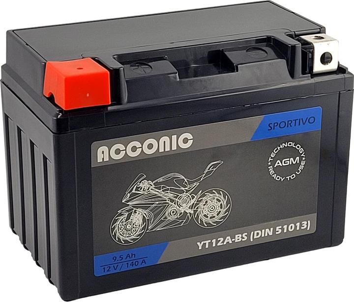 Produktbild Acconic Sportivo AGM YT12A-BS Motorradbatterie 9,5 Ah 12V (DIN 51013) (12 V, 9.50 Ah)